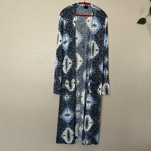 AGNES AND DORA GEO PRINT CARDIGAN DUSTER